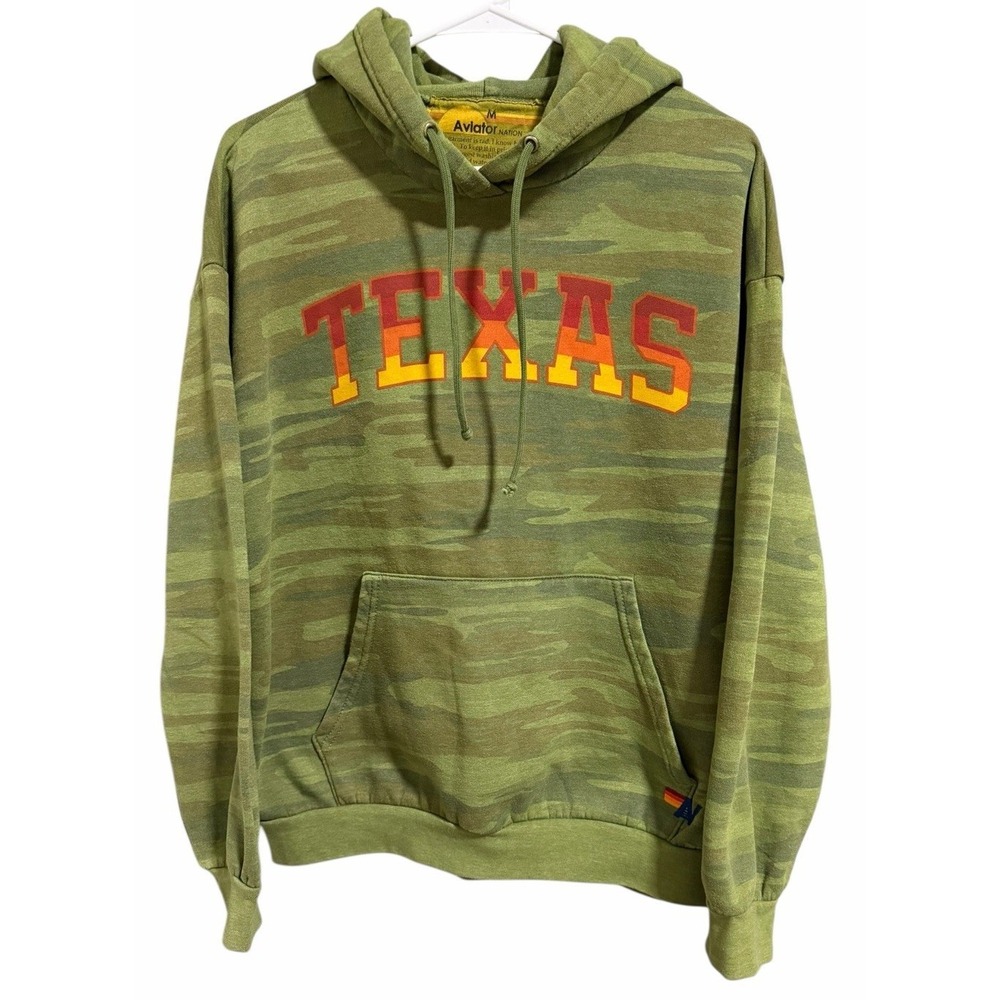 Aviator Nation University Of‎ Texas Pullover Hoodie Relaxed Camo Size Medium